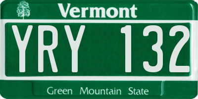 VT license plate YRY132