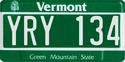 VT license plate YRY134