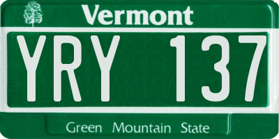 VT license plate YRY137