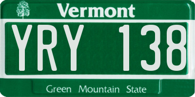 VT license plate YRY138