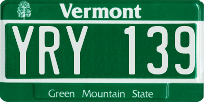 VT license plate YRY139