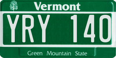 VT license plate YRY140