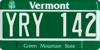 VT license plate YRY142
