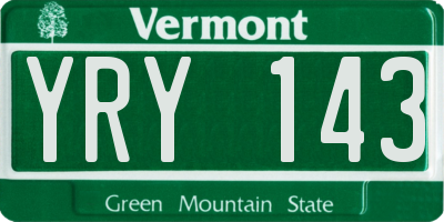 VT license plate YRY143