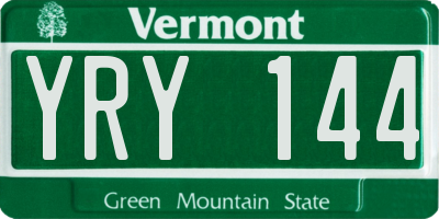 VT license plate YRY144