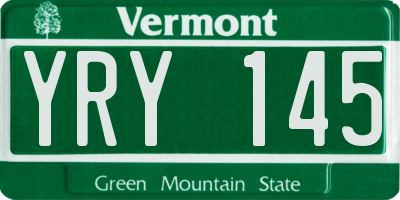 VT license plate YRY145