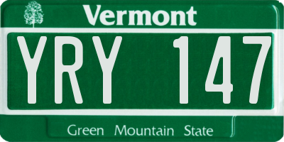 VT license plate YRY147