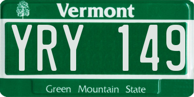 VT license plate YRY149