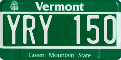 VT license plate YRY150