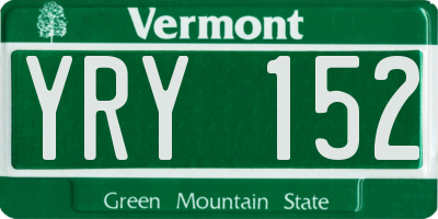 VT license plate YRY152