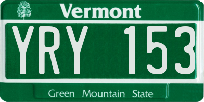 VT license plate YRY153
