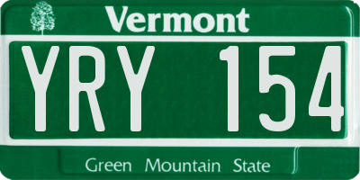 VT license plate YRY154