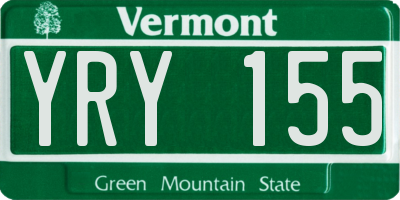 VT license plate YRY155