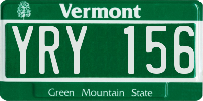 VT license plate YRY156