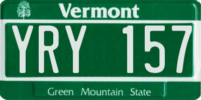 VT license plate YRY157