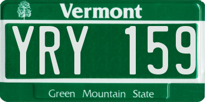 VT license plate YRY159