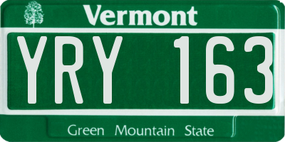 VT license plate YRY163