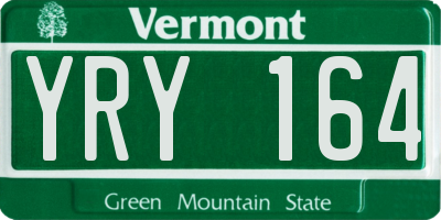 VT license plate YRY164
