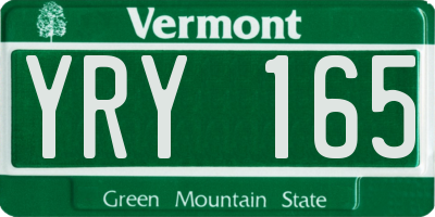 VT license plate YRY165
