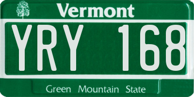 VT license plate YRY168