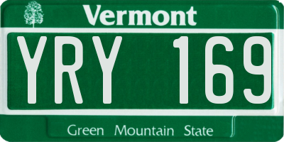 VT license plate YRY169
