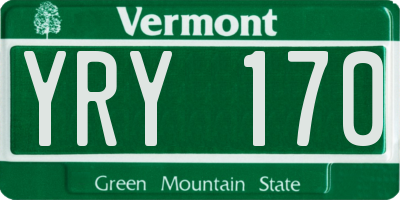 VT license plate YRY170