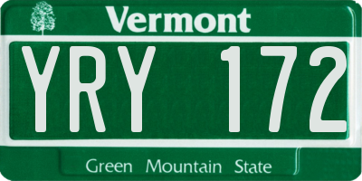VT license plate YRY172