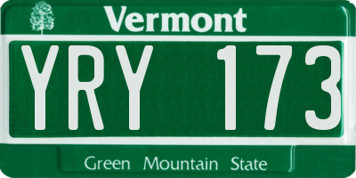 VT license plate YRY173