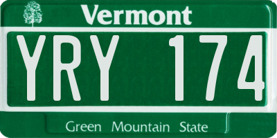 VT license plate YRY174