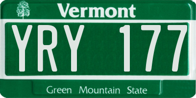 VT license plate YRY177