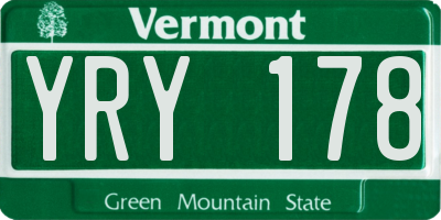 VT license plate YRY178