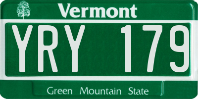 VT license plate YRY179