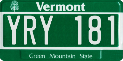 VT license plate YRY181