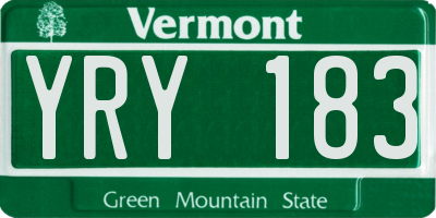 VT license plate YRY183