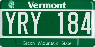 VT license plate YRY184