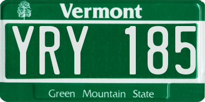 VT license plate YRY185