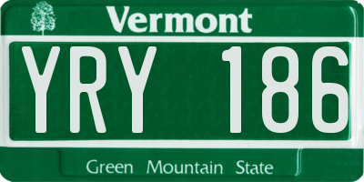 VT license plate YRY186