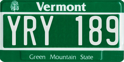VT license plate YRY189