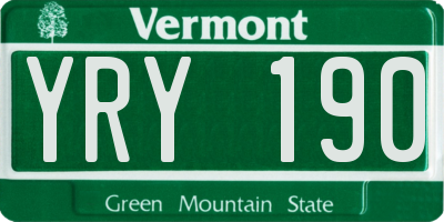VT license plate YRY190