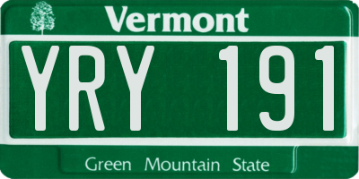 VT license plate YRY191