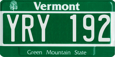 VT license plate YRY192