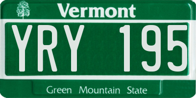 VT license plate YRY195