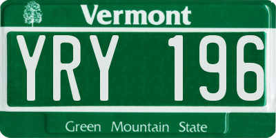 VT license plate YRY196