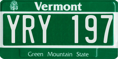 VT license plate YRY197