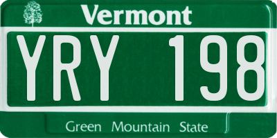 VT license plate YRY198