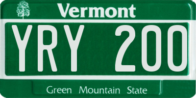 VT license plate YRY200