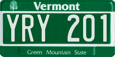 VT license plate YRY201