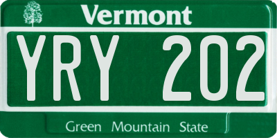 VT license plate YRY202