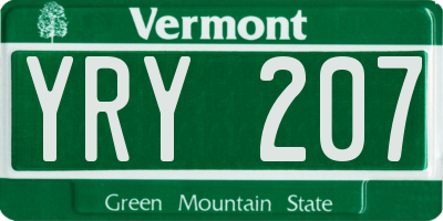 VT license plate YRY207