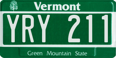 VT license plate YRY211